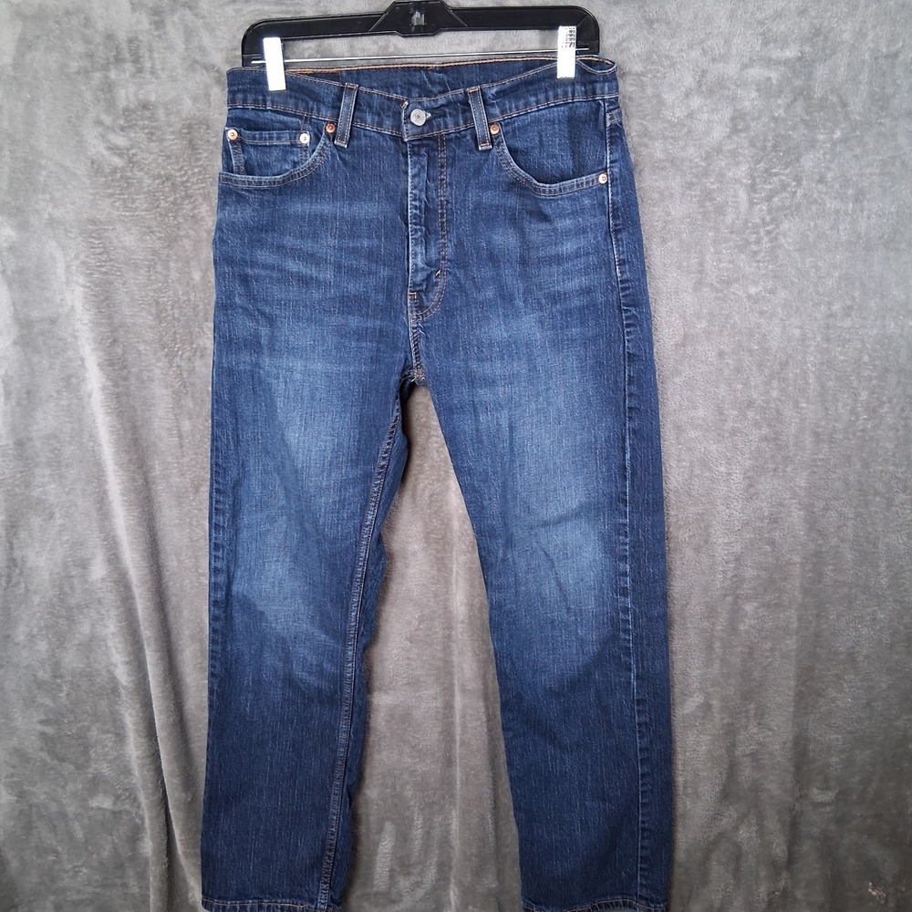 Levis 505 Regular Fit Jeans Nail Loop Knot Dark Wash Mens 33x30 Inseam 28